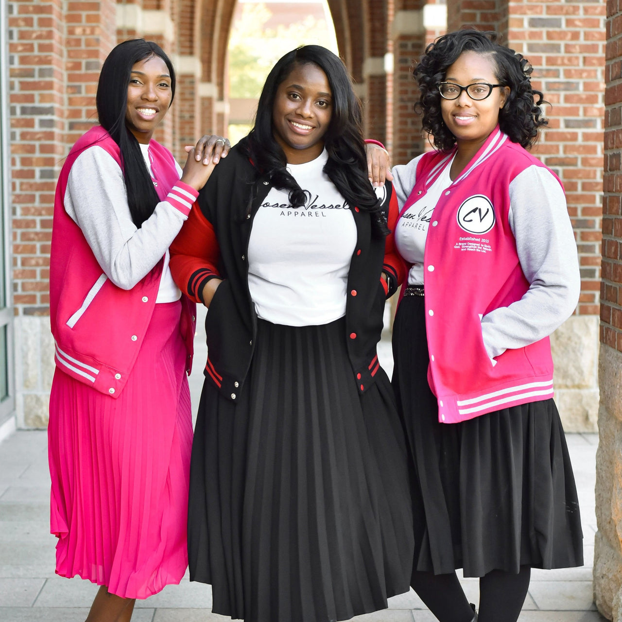 Members Only Chosen Vessels Varsity Signature Jacket (Pink & Gray)